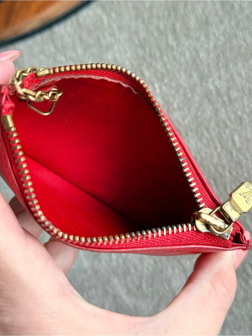Louis Vuitton Red Epi Leather Key Pouch with Gold Hardware